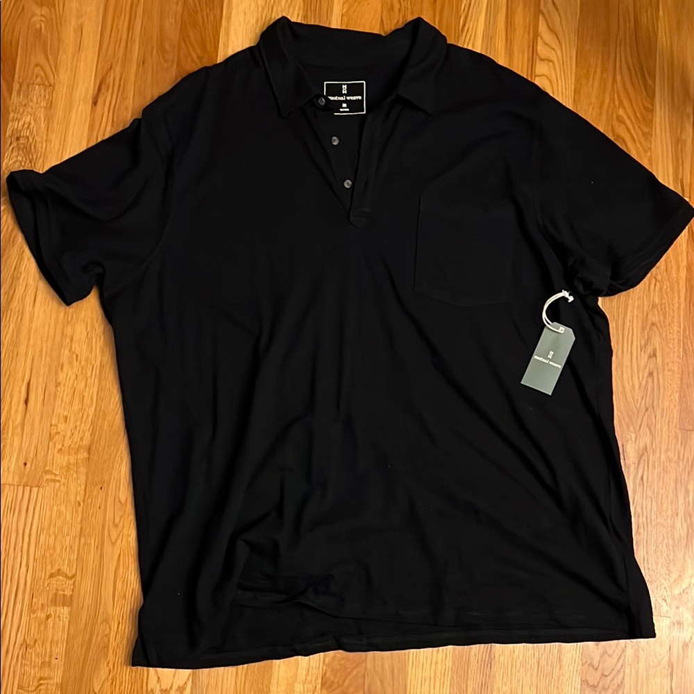 JCPenney Black Polo Shirt Classic Style 3XL Jersey knit NWT